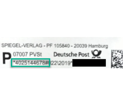 Kundennummer Adressaufkleber Print-Heft: Kundennummer markiert