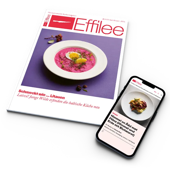 Effilee Heft+Device Effilee aktuelle Ausgabe und Smartphone mit aktuellem Artikelbeispiel